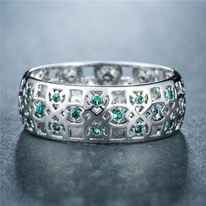 🎁Colorful Gems Eternity Zircon Silver Vintage Ring for Women, EVGG1604